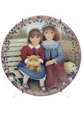 Kindred Moments Porcelain Collector Plate Sisters Are Blossoms Chantal Poulin